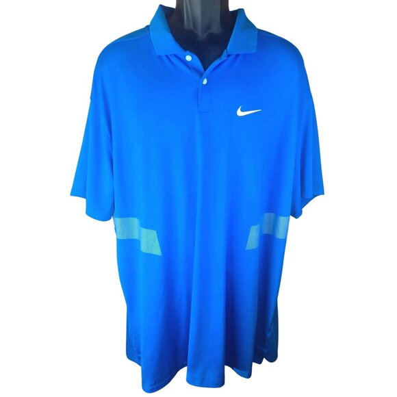Nike Mens Dri-Fit Blue Polo XXL Polyester Spandex Lightweight - Picture 1 of 7